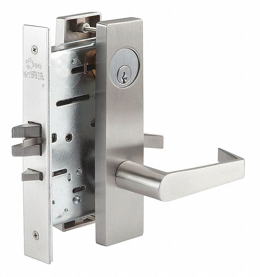 Door Lockset: Office Lever Locksets, Stainless Steel, ADA Compliant