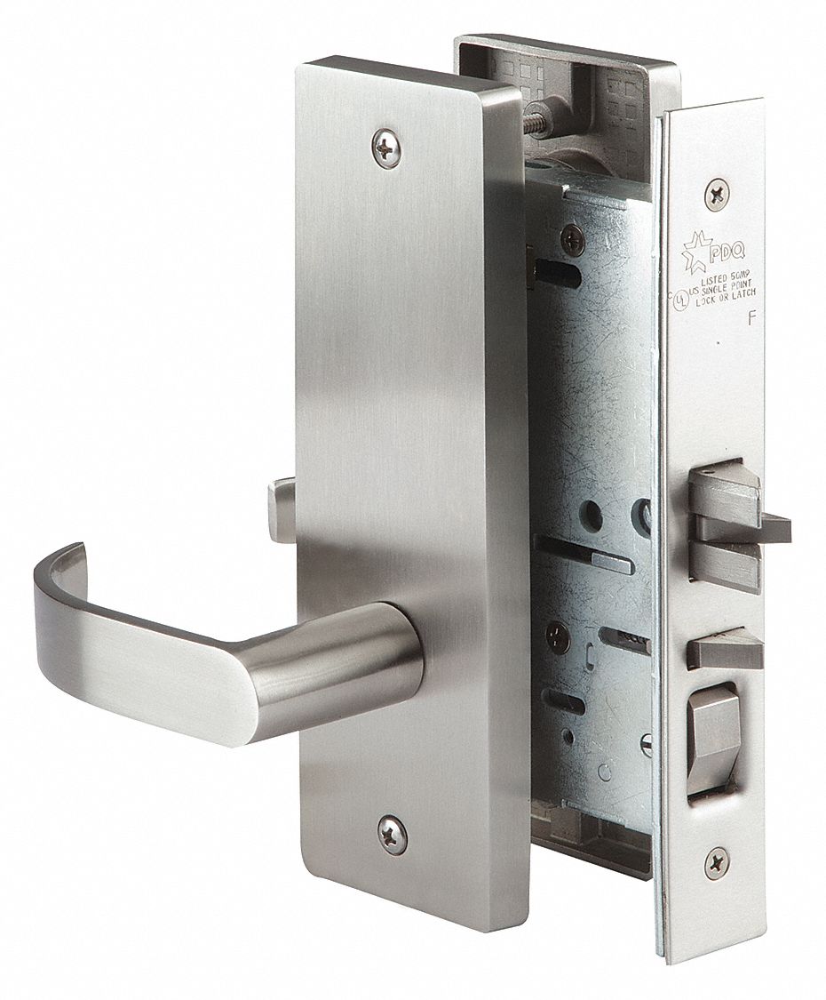 Door Lockset: Storeroom Lever Locksets, Stainless Steel, ADA Compliant, Electrical, LFIC