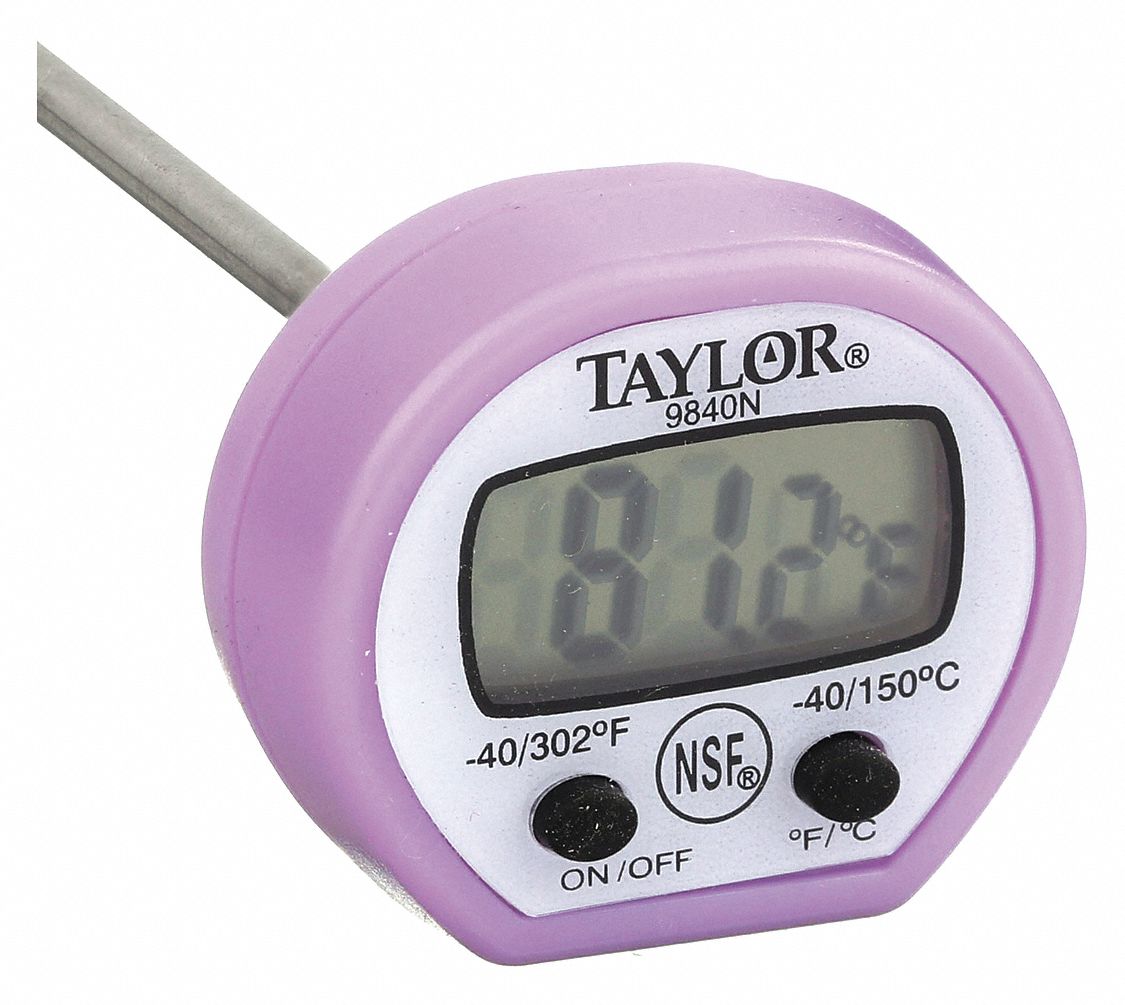 Digital Thermometer: Allergy, LCD, 5 in Overall Lg, 1/8 in Dia, Metal Detectable