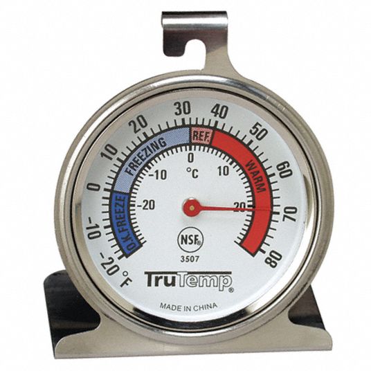 TAYLOR Refrigerator/Freezer Thermometer, 20° to 80° Temp. Range (F