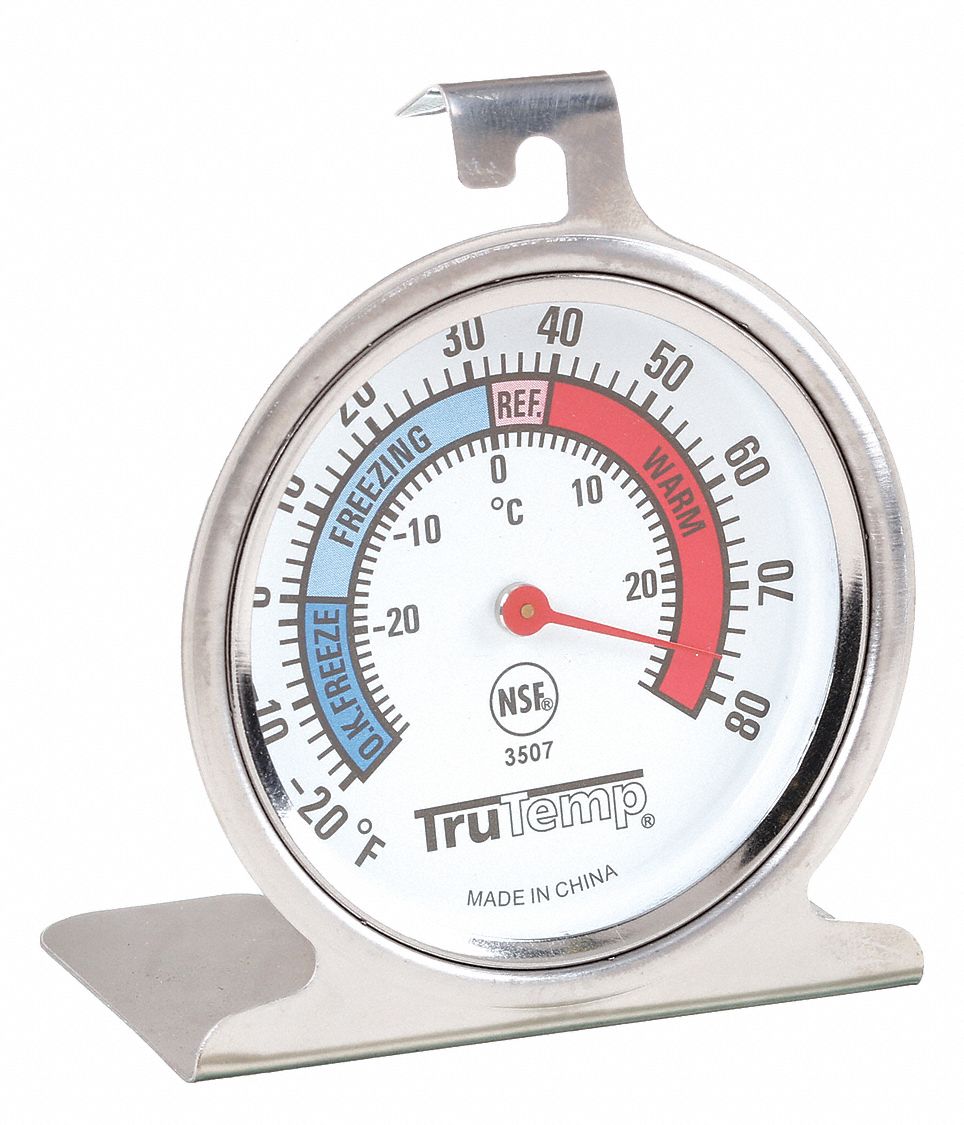 TAYLOR Refrigerator Freezer Thermometer: Cold Storage, Analog, 2 in Dial  Size, Metal Detectable