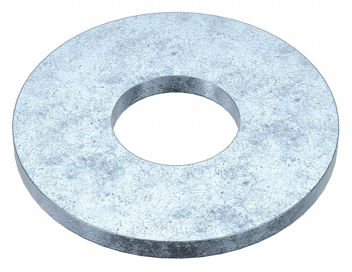 Large O.D. Oversized Washer: Case Hardened, Zinc Plated, Steel, 5/16 in Screw Sz, 100 PK