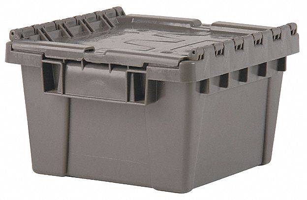 35HY19 - Attached Lid Container 0.2 cu ft. Gray