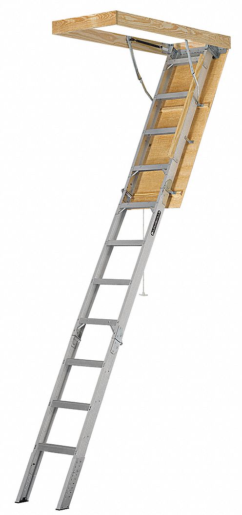 Aluminum Attic Ladder 7 Ft 11 To 10 Ft 3 Ceiling Height Range 74 Swing Clearance 47 0 Lb Ne