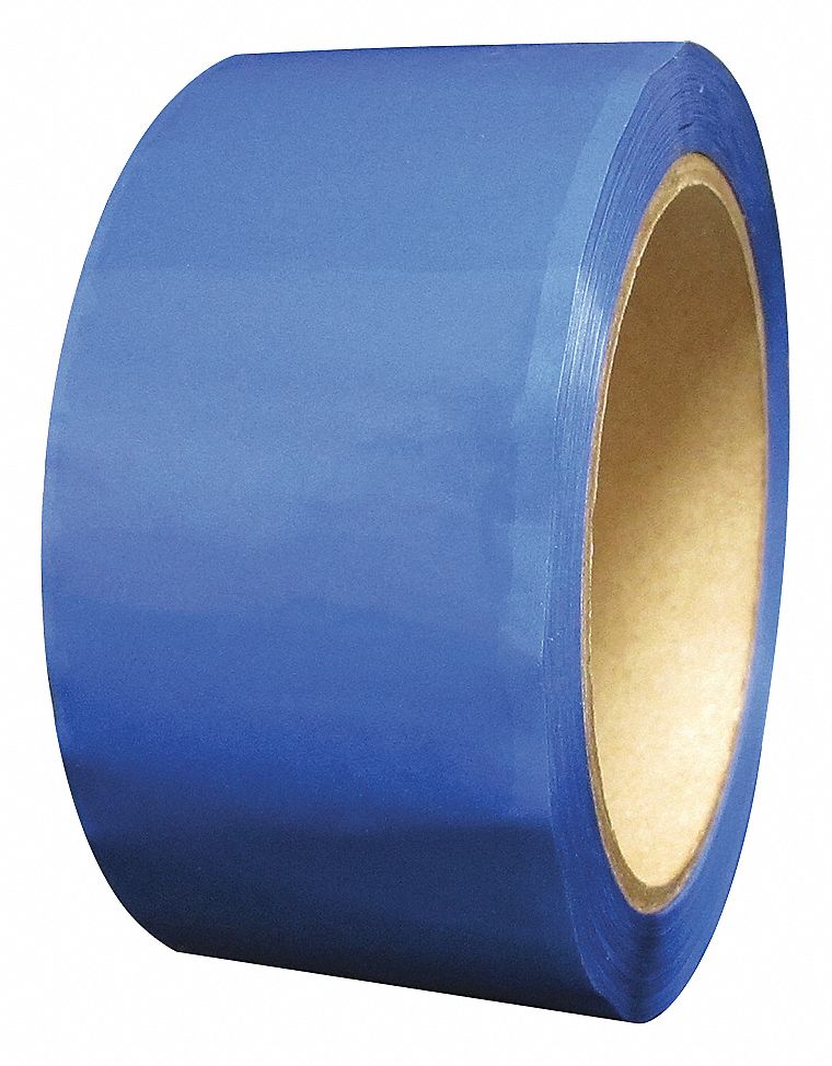 Tamper Evident Tape: 2 mil Tape Thick, 2 in x 55 yd, 0.051 m x 50 m, Blue, No Message, 36 PK