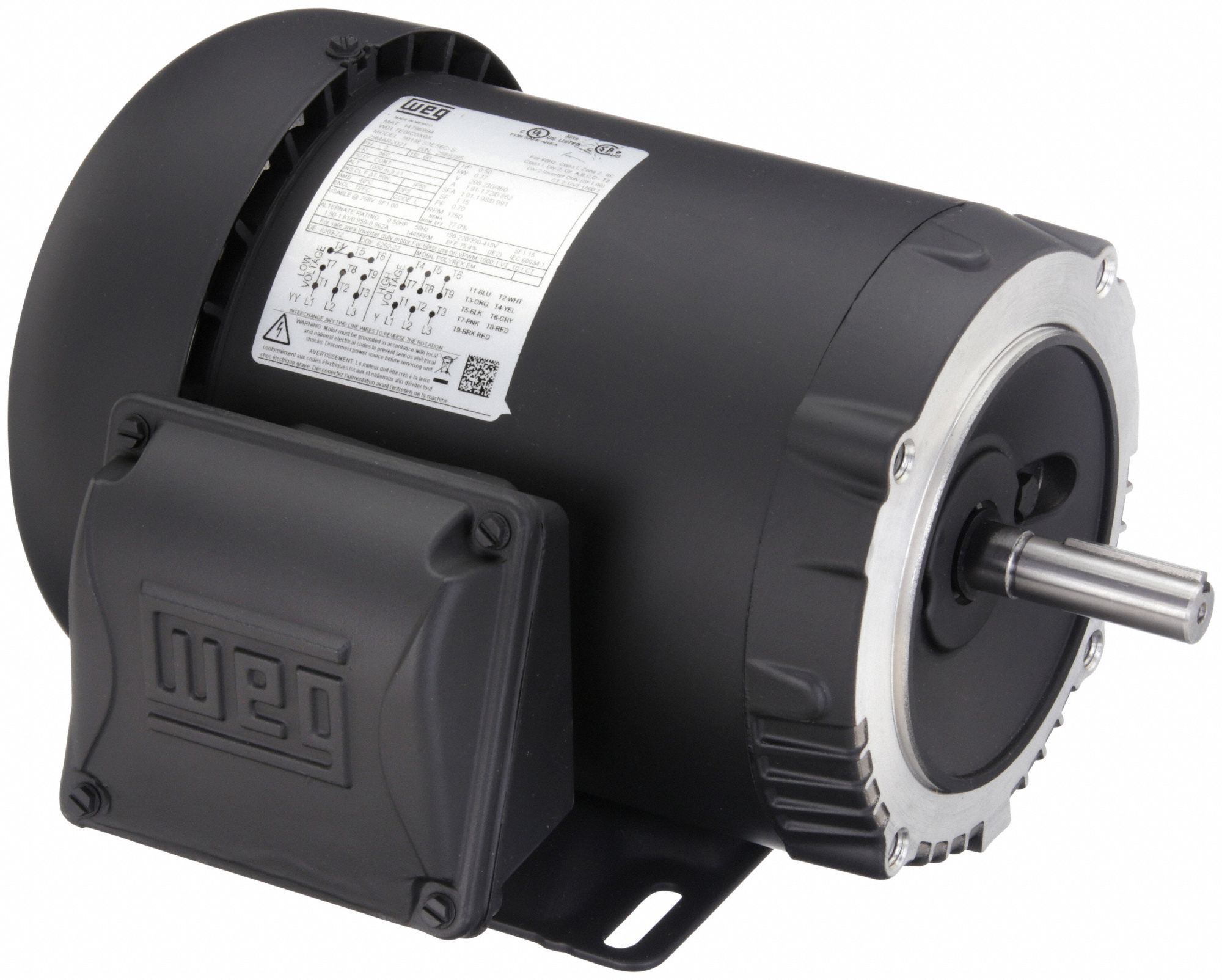 General Purpose Motor: Totally Enclosed Fan Cooled, C-Face/Rigid Base Mount, 1/2 HP, 56C Frame