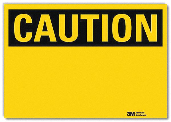 Caution Sign Blank: Reflective Sheeting, Adhesive Sign Mounting, 10 in x 14 in Nominal Sign Size