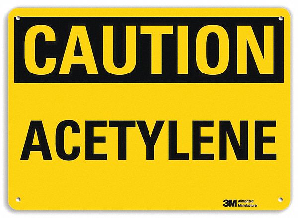 Caution Sign: Aluminum, Mounting Holes Sign Mounting, 10 in x 14 in Nominal Sign Size, 0.04 in Thick