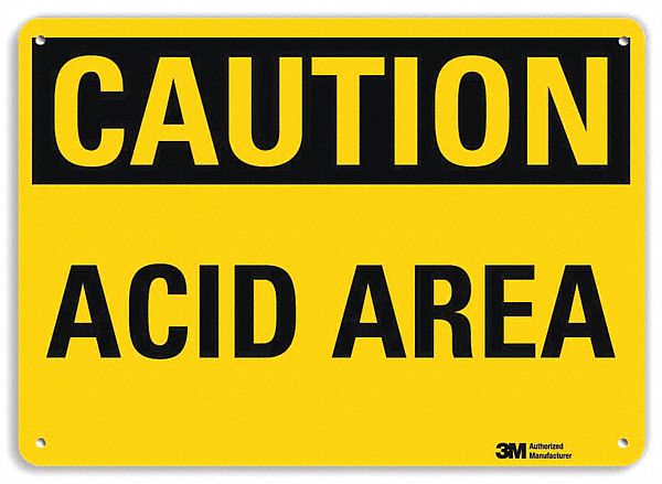 Caution Sign: Aluminum, Mounting Holes Sign Mounting, 7 in x 10 in Nominal Sign Size, 0.04 in Thick