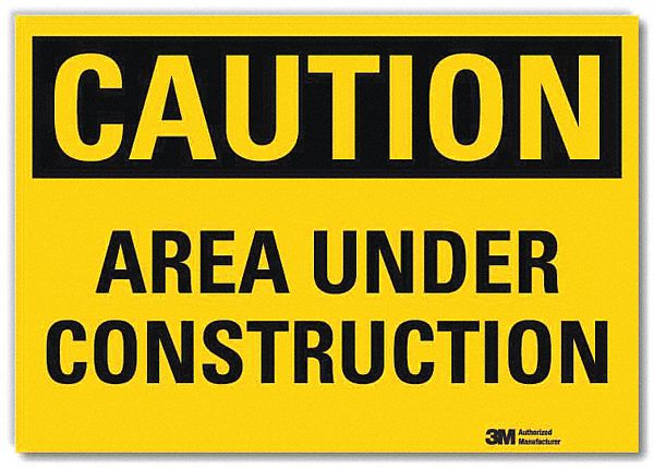 Caution Sign: Reflective Sheeting, Adhesive Sign Mounting, 10 in x 14 in Nominal Sign Size, Caution