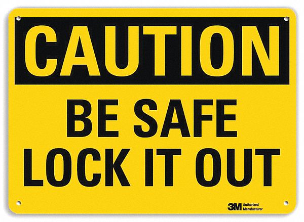 Caution Sign: Aluminum, Mounting Holes Sign Mounting, 10 in x 14 in Nominal Sign Size, 0.04 in Thick
