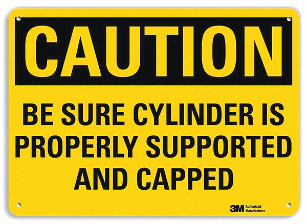 Caution Sign: Aluminum, Mounting Holes Sign Mounting, 10 in x 14 in Nominal Sign Size, 0.04 in Thick