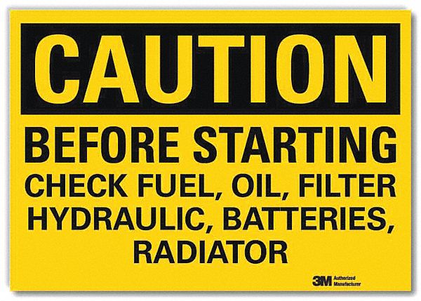 Reflective  Maintenance Label: Plastic, 10 in x 14 in Nominal Sign Size, Engineer Grade