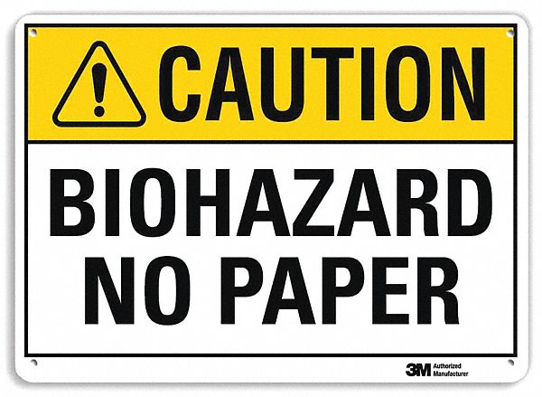 Caution Sign: Aluminum, Mounting Holes Sign Mounting, 10 in x 14 in Nominal Sign Size, 0.04 in Thick