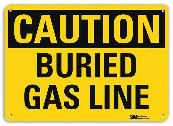 Caution Sign: Aluminum, Mounting Holes Sign Mounting, 10 in x 14 in Nominal Sign Size, 0.04 in Thick