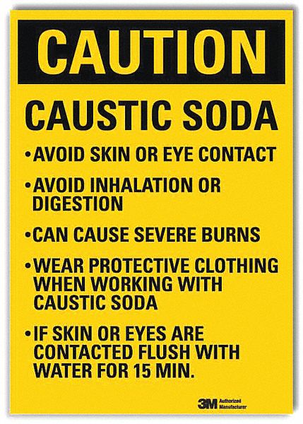 Caution Sign: Reflective Sheeting, Adhesive Sign Mounting, 10 in x 7 in Nominal Sign Size
