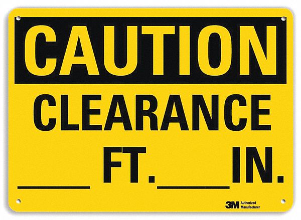 Caution Sign: Aluminum, Mounting Holes Sign Mounting, 10 in x 14 in Nominal Sign Size, 0.04 in Thick