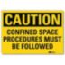 Caution: Confined Space Procedures Must Be Followed Signs