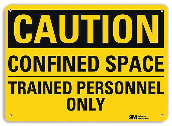 Caution Sign: Aluminum, Mounting Holes Sign Mounting, 10 in x 14 in Nominal Sign Size, 0.04 in Thick