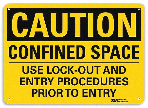 Caution Sign: Aluminum, Mounting Holes Sign Mounting, 10 in x 14 in Nominal Sign Size, 0.04 in Thick