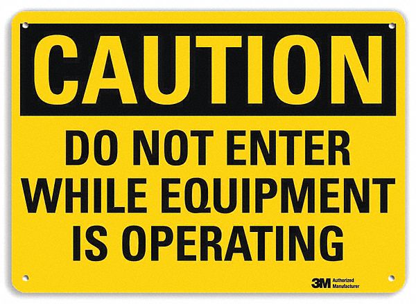 Entrance Sign: Aluminum, Mounting Holes Sign Mounting, 10 in x 14 in Nominal Sign Size, Caution