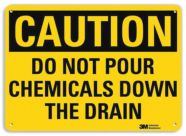Caution Sign: Aluminum, Mounting Holes Sign Mounting, 10 in x 14 in Nominal Sign Size, 0.04 in Thick