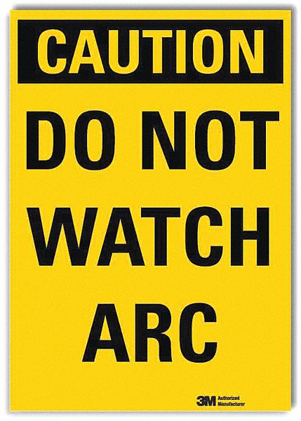 Caution Sign: Reflective Sheeting, Adhesive Sign Mounting, 10 in x 7 in Nominal Sign Size