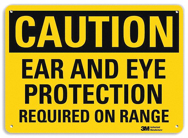 Caution Sign: Aluminum, Mounting Holes Sign Mounting, 10 in x 14 in Nominal Sign Size, 0.04 in Thick