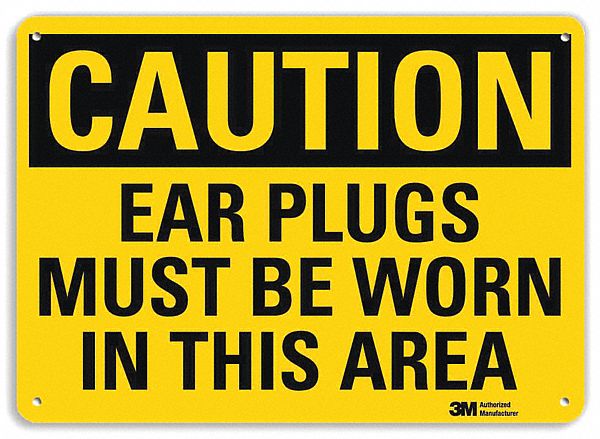 Caution Sign: Aluminum, Mounting Holes Sign Mounting, 10 in x 14 in Nominal Sign Size, 0.04 in Thick