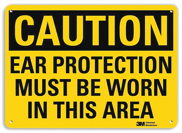 Caution Sign: Aluminum, Mounting Holes Sign Mounting, 10 in x 14 in Nominal Sign Size, 0.04 in Thick