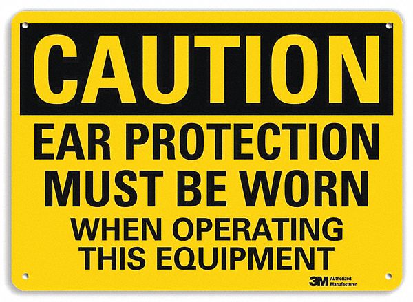Caution Sign: Aluminum, Mounting Holes Sign Mounting, 10 in x 14 in Nominal Sign Size, 0.04 in Thick