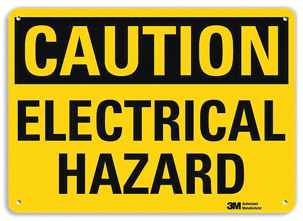 Caution Sign: Aluminum, Mounting Holes Sign Mounting, 10 in x 14 in Nominal Sign Size, 0.04 in Thick