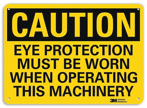 Caution Sign: Aluminum, Mounting Holes Sign Mounting, 10 in x 14 in Nominal Sign Size, 0.04 in Thick