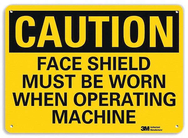 Caution Sign: Aluminum, Mounting Holes Sign Mounting, 10 in x 14 in Nominal Sign Size, 0.04 in Thick
