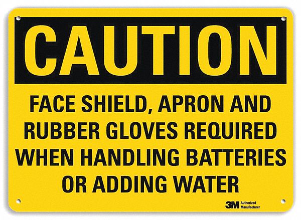 Caution Sign: Aluminum, Mounting Holes Sign Mounting, 10 in x 14 in Nominal Sign Size, 0.04 in Thick