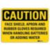 Caution: Face Shield, Apron And Rubber Gloves Required When Handling Batteries Or Adding Water Signs