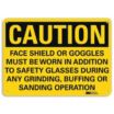 Caution: Face Shields Or Goggles Must Be Worn In Addition To Safety Glasses During Any Grinding, Buffing Or Sanding Operation Signs