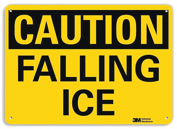 Reflective  Icy Conditions Sign: Plastic, 10 in x 14 in Nominal Sign Size, Engineer Grade