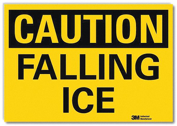 Reflective  Icy Conditions Label: Plastic, 10 in x 14 in Nominal Sign Size, Engineer Grade