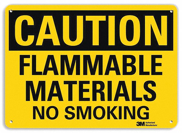 No Smoking Sign: Aluminum, Mounting Holes Sign Mounting, 7 in x 10 in Nominal Sign Size, Caution