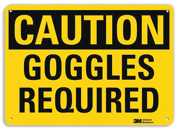 Caution Sign: Aluminum, Mounting Holes Sign Mounting, 10 in x 14 in Nominal Sign Size, 0.04 in Thick