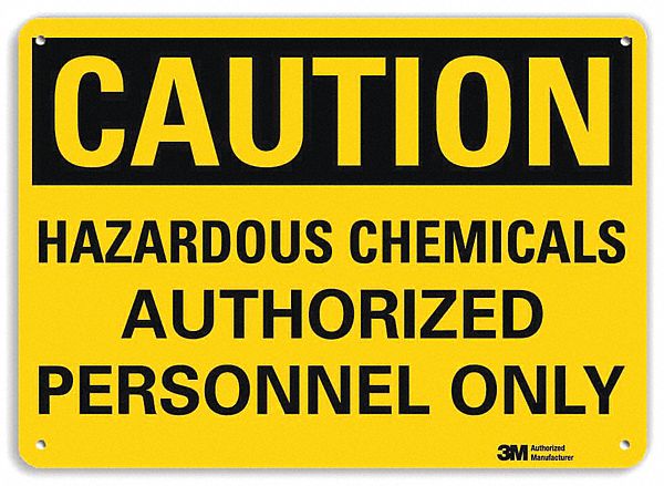 Caution Sign: Aluminum, Mounting Holes Sign Mounting, 10 in x 14 in Nominal Sign Size, 0.04 in Thick