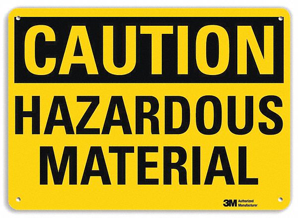 Caution Sign: Aluminum, Mounting Holes Sign Mounting, 10 in x 14 in Nominal Sign Size, 0.04 in Thick