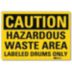Caution: Hazardous Waste Area Labeled Drums Only Signs