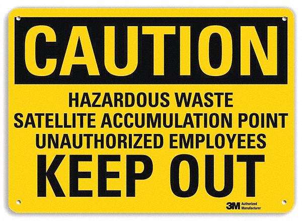 Caution Sign: Aluminum, Mounting Holes Sign Mounting, 10 in x 14 in Nominal Sign Size, 0.04 in Thick