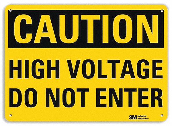 Caution Sign: Aluminum, Mounting Holes Sign Mounting, 10 in x 14 in Nominal Sign Size, 0.04 in Thick