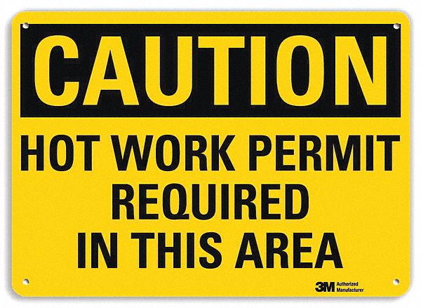 Caution Sign: Aluminum, Mounting Holes Sign Mounting, 10 in x 14 in Nominal Sign Size, 0.04 in Thick