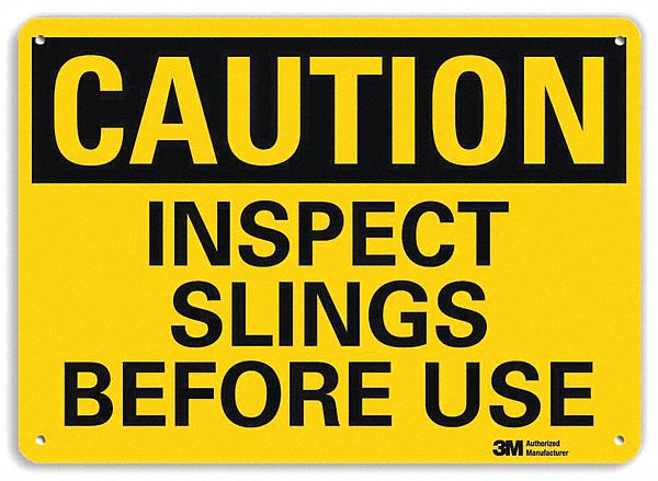 Caution Sign: Aluminum, Mounting Holes Sign Mounting, 10 in x 14 in Nominal Sign Size, 0.04 in Thick