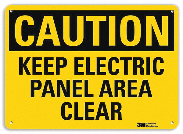 Caution Sign: Aluminum, Mounting Holes Sign Mounting, 10 in x 14 in Nominal Sign Size, 0.04 in Thick