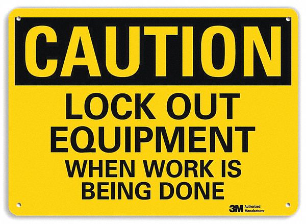Caution Sign: Aluminum, Mounting Holes Sign Mounting, 10 in x 14 in Nominal Sign Size, 0.04 in Thick